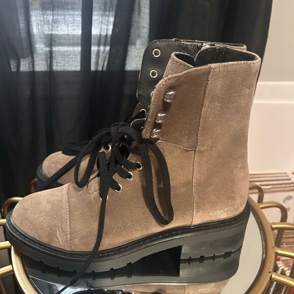 AllSaints Dusty Cap Toe Combat Lug sole Boots NEW - Picture 4 of 6